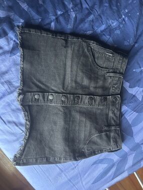 Calvin Klein Jeans Black Denim Mini Skirt with Front Buttons